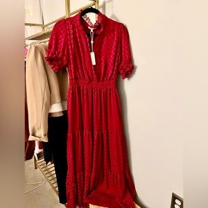 Brand new Max studio red lace short sleeve maxi dress